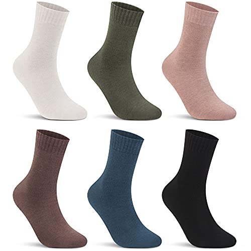 L&K 6 Paar Damensocken Winter Socken Damen Sportsocken Thermoscoken Vollfrottee Baumwolle Socken mit Innenfrottee Bunte Gemütlich und Atmungsaktiv 2236 39 42 von L&K