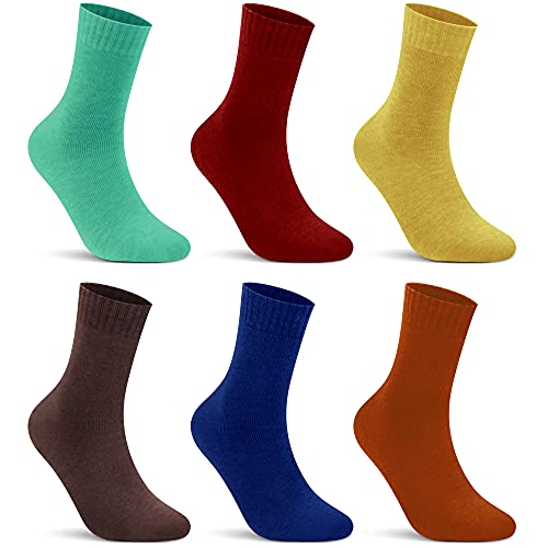 L&K 6 Paar Damensocken Winter Socken Damen Sportsocken Thermoscoken Vollfrottee Baumwolle Socken mit Innenfrottee Bunte Gemütlich und Atmungsaktiv 92274 39 42 von L&K