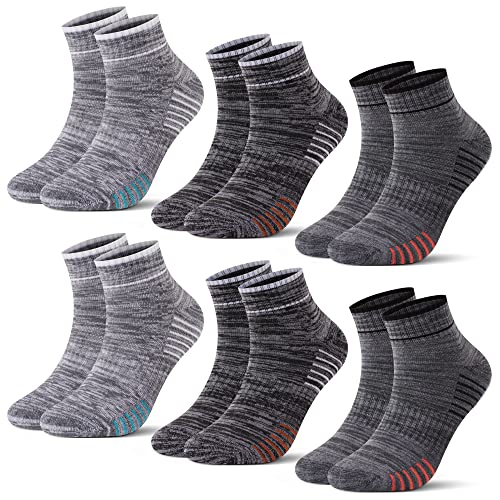 L&K 6 Paar Herren Sneaker Socken Baumwolle Sportsocken Dicke Gepolsterte-Sohle atmungsaktive Laufsocken 2104 39 42 von L&K