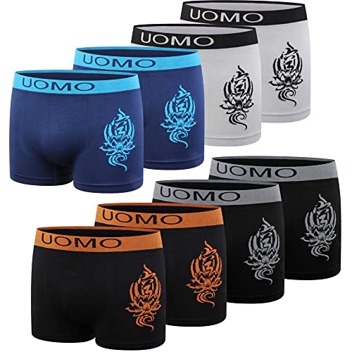 L&K 8er Pack Jungen Boxershorts ab 7 Jahre alt Retroshorts Herren Mikrofaser bequem ohne störende Seitennähte Lotus 1202 L/XL von L&K