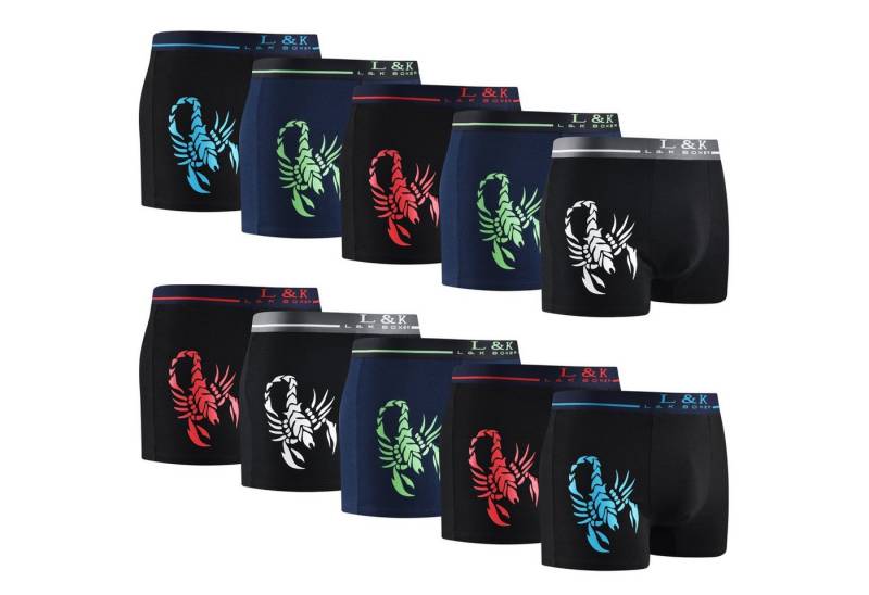 L&K Boxershorts 1104-1121 (10er-Pack) Herren Boxershorts mit tollem Motiven von L&K
