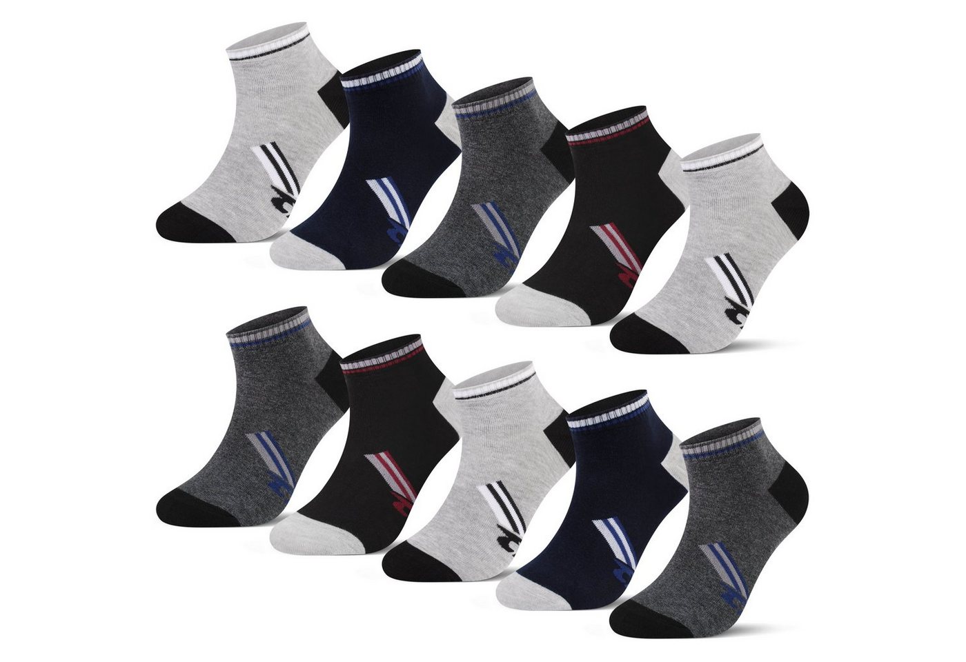 L&K Sneakersocken 92289 (10/12er-Pack) Herren Füßlinge aus Baumwolle in verschiendenen Motive von L&K