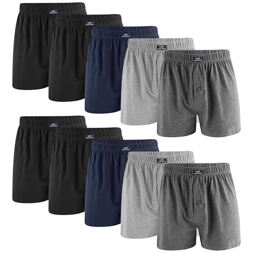 L&K Sparpack Set 10 Boxershorts Men Herren Webboxer mit klassische Designs Unterwäsche Männer Baumwolle 1409 XXL von L&K