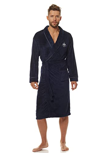 L&L - 2114 Bademantel Herren Langer Schlafrock für Männer Extrem Flauschig und weicher I Morgenmantel Herren I Bademäntel für herren mit Bindegürtel (Granat, XX-Large) von L&L