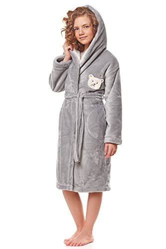 L&L- 2152 Bademantel für Mädchen Kapuzenhandtuch Kinder I Handtuch Kinder Mädchen I Leicht Bademantel Kinder Mädchen mit Kaputze Pool Kinder Fleece l Polyester 100% (Crystal, 158/164) von L&L