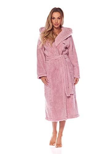 L&L- 2205 Bademantel Damen I Morgenmantel Damen Leicht und Lang I Flauschiger Bademantel Damen mit Bindegürtel Damen Extra Lang Robe 100% Polyester (Balet,M) von L&L