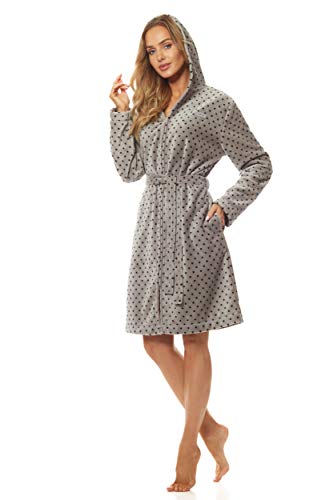 L&L-ZPPR 7119 Frottier Damen Soft Langarm Bademantel Mit Reißverschluss Und Kapuze - Hausmantel Kurz Für Sommer Morgenmantel (Graphite Schwarz, XX-Large) von L&L