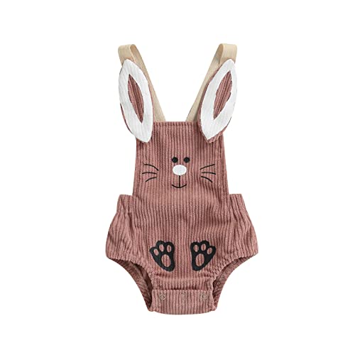 Baby Mädchen Ostern Outfits Baby Kleidung Niedlich Hasen Stil Babykleidung Strampler Body mit Hasen Druck Stirnband Set Bodysuit Mein erster Ostern Baby Geschenk (Pink Hasen Cord, 3-6 Monate) von L&ieserram