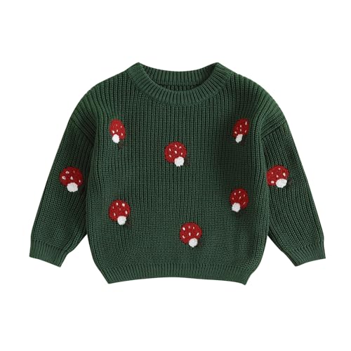 L&ieserram Baby Jungen ‌‌Mädchen Gestrickt Pullover Jumper Neugeborenen Langarm Strickpullover Pulli Kleinkinder Kleidung Outfit Knitted Sweater Top 0-3 Jahre (Pilz - Grün, 3-6 Monate) von L&ieserram