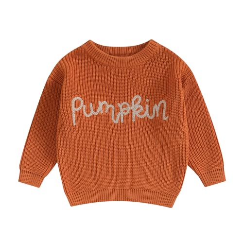 L&ieserram Baby Jungen Mädchen Halloween Gestrickt Pullover Jumper Neugeborenen Kinder Langarm Strickpullover Pulli Kleinkinder Kleidung Outfit Knitted Sweater (Pumpkin 02 - Orange, 6-9 Monate) von L&ieserram