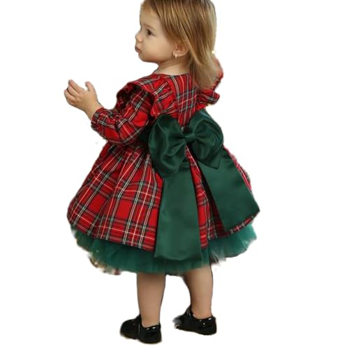 L&ieserram Baby Kleidung Mädchen Weihnachten Outfits Kleinkind Babykleidung Set Weihnachtsoutfit Festlich Kleid Weihnachtskleid Santa Outfit Baby Weihnachten Geschenk (Grün Kariert, 2-3 Jahre) von L&ieserram