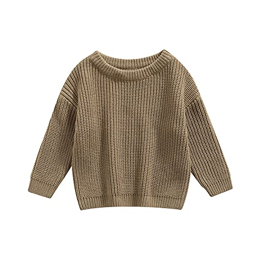 L&ieserram Baby Mädchen Jungen Gestrickt Pullover Jumper Neugeborenen Kinder Langarm Strickpullover Einfarbige Pulli Kleinkinder Kleidung Outfit Knitted Sweater 0-5 Jahre (Kaffee, 3-4 Jahre) von L&ieserram