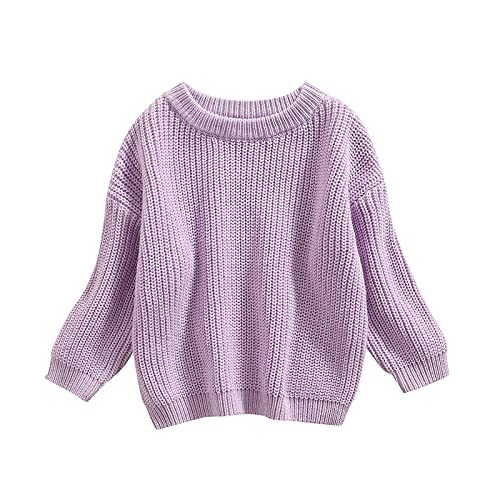 L&ieserram Baby Mädchen Jungen Gestrickt Pullover Jumper Neugeborenen Kinder Langarm Strickpullover Einfarbige Pulli Kleinkinder Kleidung Outfit Knitted Sweater 0-5 Jahre (Violett, 0-3 Monate) von L&ieserram