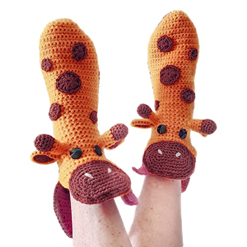 Lustige Socken Gestrickte Socken Drachen Krokodil Tier Socken dick Gestrickt Warme Bodensocken Skurrile Alligator Strickmanschette Winter warme Socken Kuschelsocken (Giraffe, Erwachsene) von L&ieserram