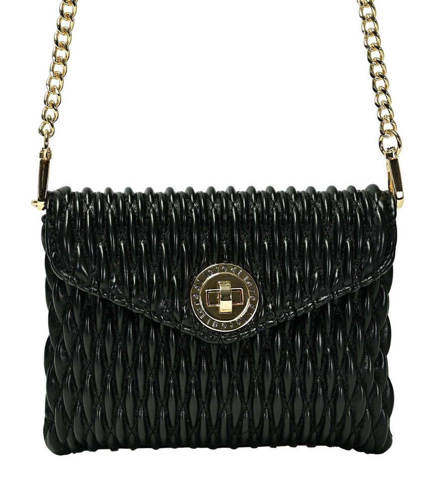 L. CREDI Clutch L.CREDI Damen Clutch ROXANNE schwarz mit Kette (1-tlg), Wellenstruktur von L. CREDI