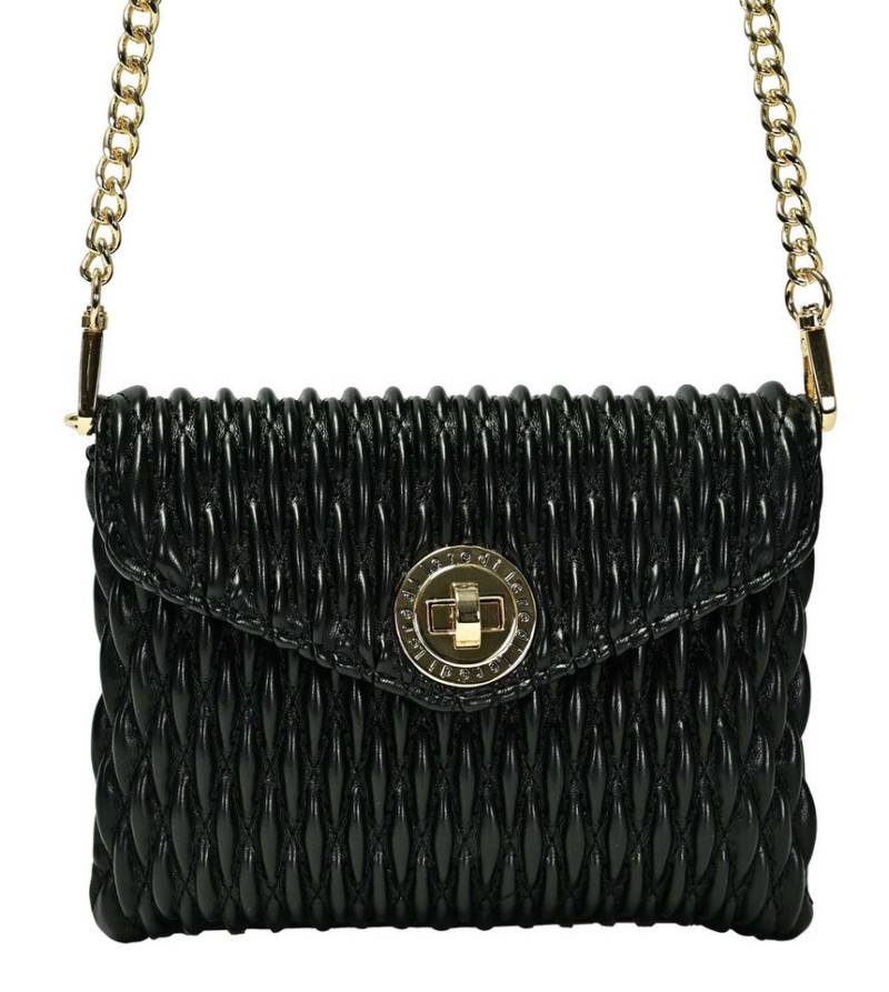 L. CREDI Clutch L.CREDI Damen Clutch ROXANNE schwarz mit Kette (1-tlg), Wellenstruktur von L. CREDI