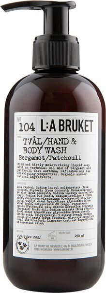 L:A Bruket No. 104 Hand & Body Wash Bergamot/Patchouli 240 ml von L:A Bruket
