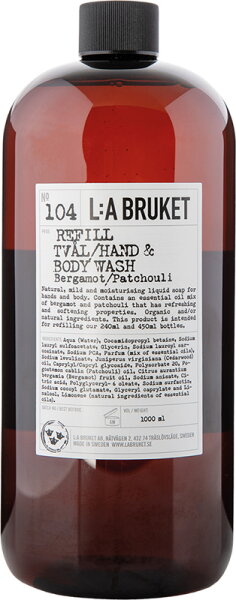 L:A Bruket No. 104 Refill Hand & Body Wash Bergamot/Patchouli 1000 ml L:A Bruket No. 104 Refill Hand & Body Wash Bergamot/Patchouli 1000 ml von L:A Bruket