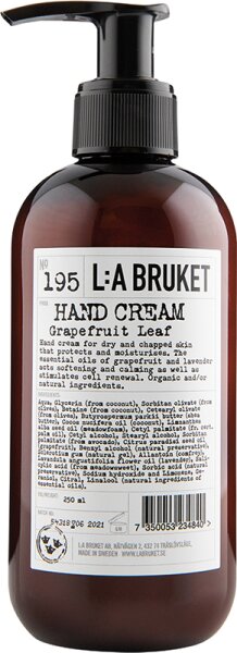 L:A Bruket No. 195 Hand Cream Grapefruit Leaf 240 ml Cosmos Natural certified von L:A Bruket