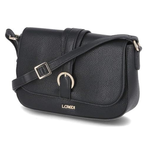 L.Credi Damen Crossbody/Schultertasche/Umhängetasche MAIRA Schwarz Kunstleder Vegan, 99-Ohne Größen:-, Color:schwarz von L.CREDI