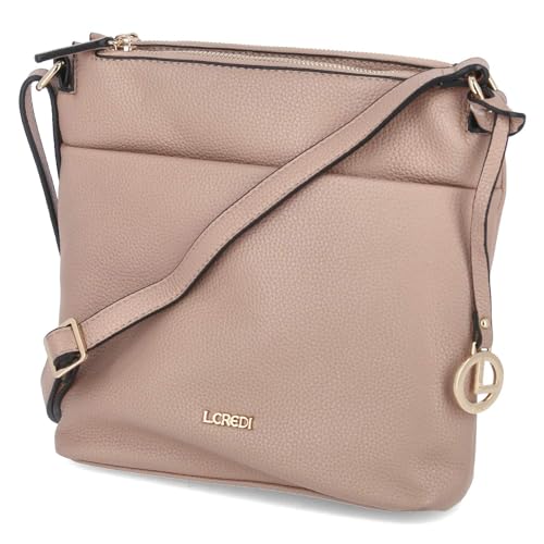 L.CREDI Damen Crossbody Bag/Schultertasche/Umhängetasche ELLA Rosa Kunstleder vegan, Größe:-, Farbauswahl:rose/pink von L.CREDI