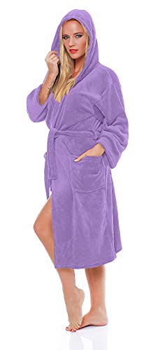 L.E.M.B. Hometrends Herren Damen Bademantel Kingston Microfaser Morgenmantel mit Kapuze flieder XXL von L.E.M.B. Hometrends