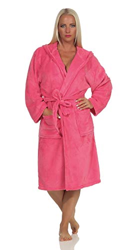 L.E.M.B. Hometrends Herren Damen Bademantel Kingston Microfaser Morgenmantel mit Kapuze pink XXL von L.E.M.B. Hometrends