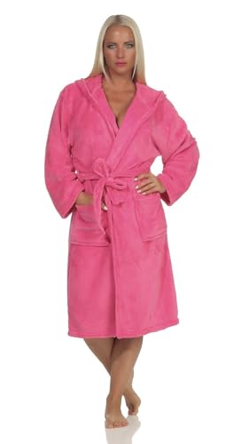 L.E.M.B. Hometrends Herren Damen Bademantel Kingston Microfaser Morgenmantel mit Kapuze pink XXL von L.E.M.B. Hometrends