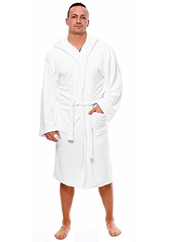 L.E.M.B. Hometrends Herren Damen Bademantel Kingston Microfaser Morgenmantel mit Kapuze weiß S von L.E.M.B. Hometrends