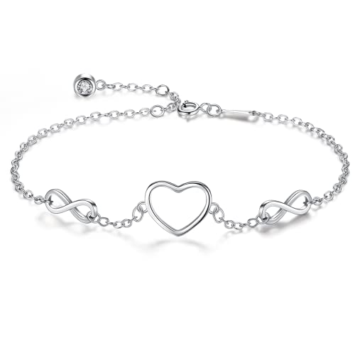 L.Karden Armband Damen Herz Armband Silber 925,Zirkonia Armband Silber Kristall Armband Verstellbar Schmuck Damen Geschenk für Weihnachten Valentinstag für Damen Frauen von L.Karden