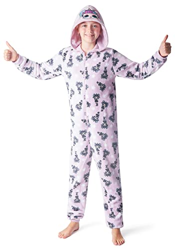 L.O.L. Surprise! Onesie Kinder, Fleece Overall für Mädchen, LOL Jumpsuit Kinder mit Einhorn und Kitty Queen, Jumpsuit Kuschelig 4-12 Jahre (Lila, 7-8 Jahre) von L.O.L. Surprise!