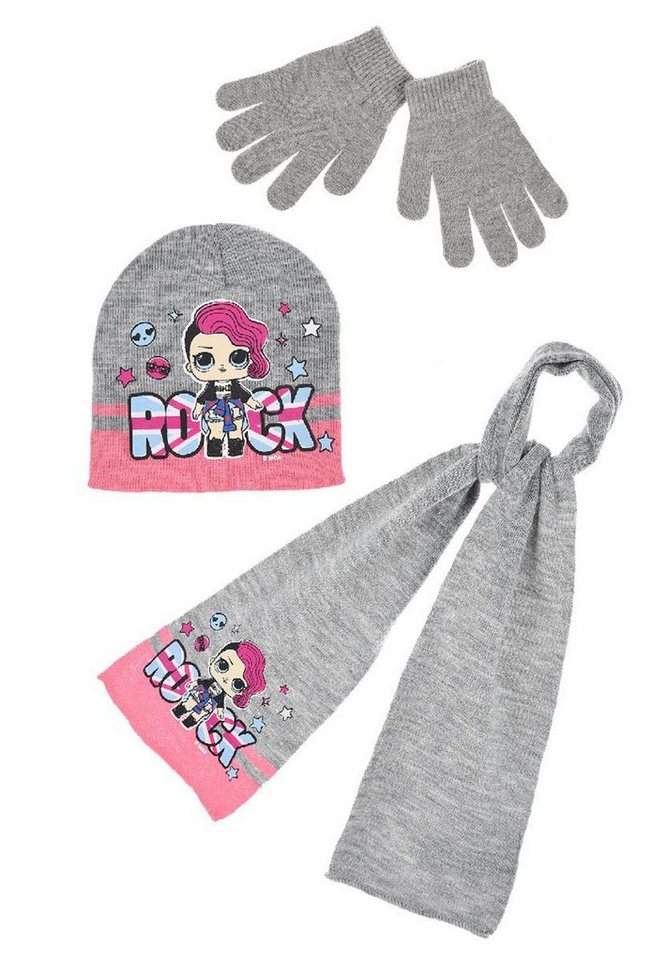 L.O.L. SURPRISE! Beanie Kinder Mädchen Winter-Set Mütze, Schal und Handschuhe 3-tlg. (SET) von L.O.L. SURPRISE!