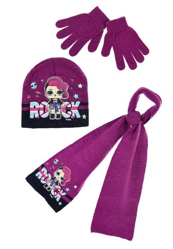 L.O.L. SURPRISE! Beanie Kinder Mädchen Winter-Set Mütze, Schal und Handschuhe 3-tlg. (SET) von L.O.L. SURPRISE!