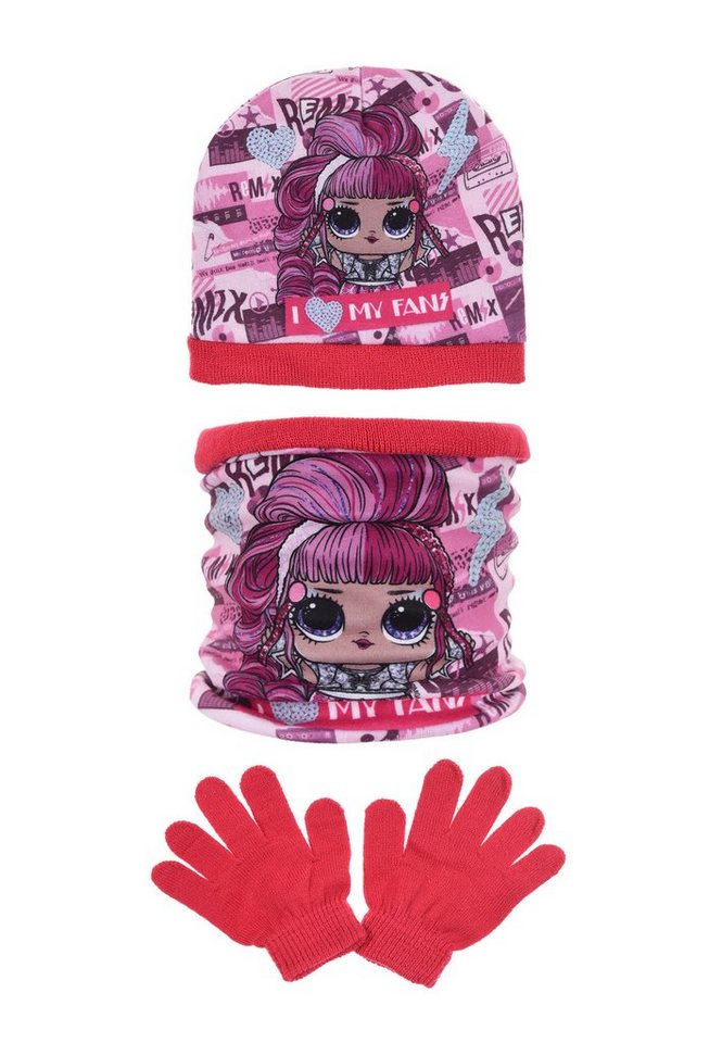 L.O.L. SURPRISE! Beanie Kinder Mädchen Winter-Set Mütze Schal Handschuhe (SET) von L.O.L. SURPRISE!