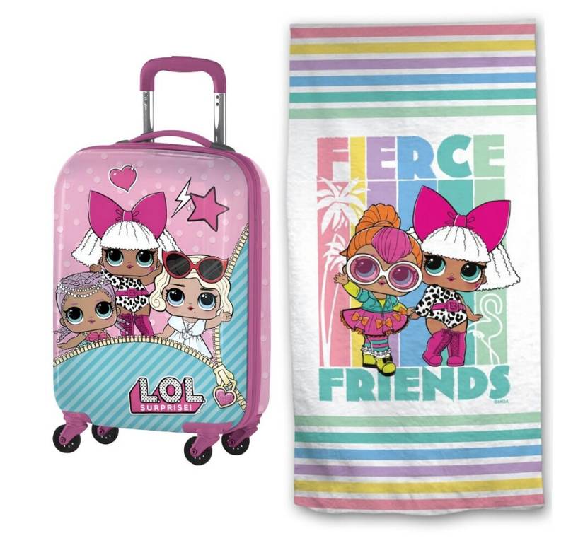L.O.L. SURPRISE! Kinderkoffer LOL Surprise Mädchen Kinder Reise Set Koffer Strandtuch, 4 Rollen von L.O.L. SURPRISE!