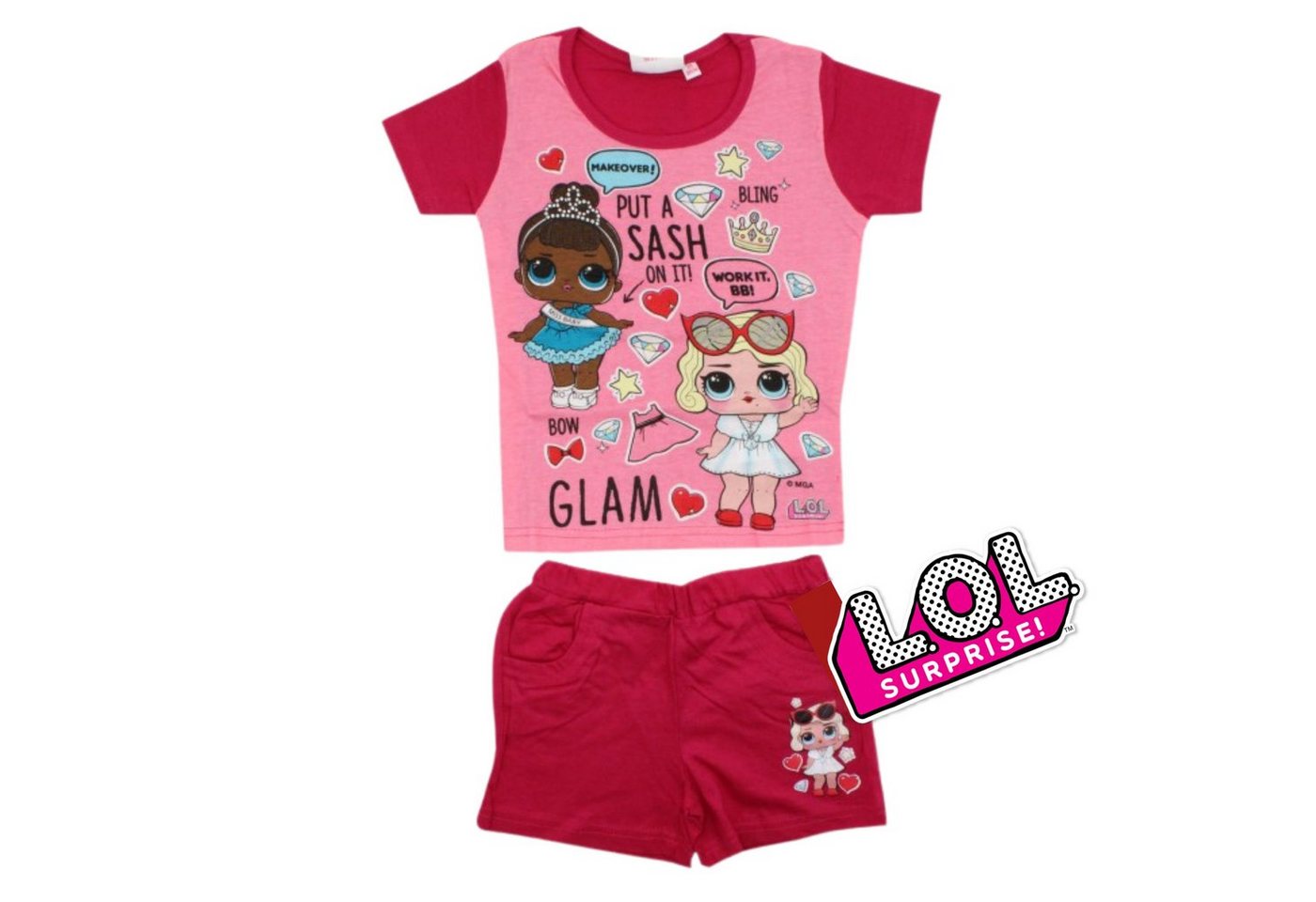 L.O.L. SURPRISE! Shorty (2 tlg) Mädchen Set T-Shirt & Kurze Hose Gr. 98 - 116 cm von L.O.L. SURPRISE!