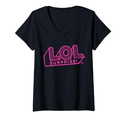 Damen L.O.L. Surprise! Logo pink gepunktet T-Shirt mit V-Ausschnitt von L.O.L. Surprise!