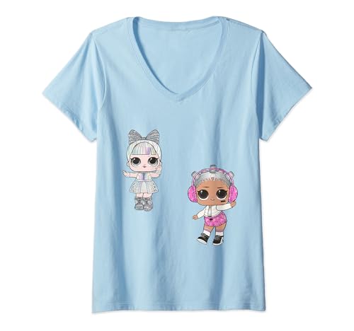 Damen L.O.L. Überraschung! Dancebot schlägt Silver Dolls T-Shirt mit V-Ausschnitt von L.O.L. Surprise!