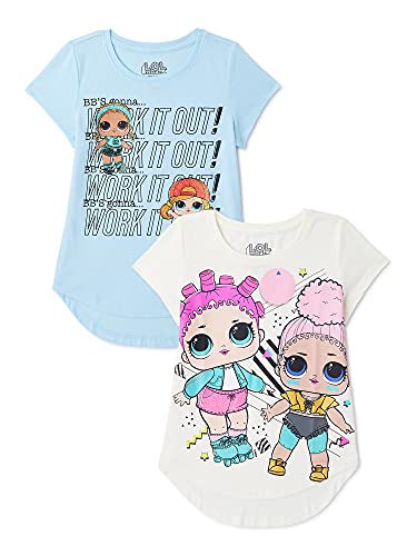 L.O.L. Surprise! Mädchen Mädchen 2er-Pack T-Shirt-Set – Glitterati, Sk8ter Puppen, Hellblau/Elfenbein, 4-5 von L.O.L. Surprise!