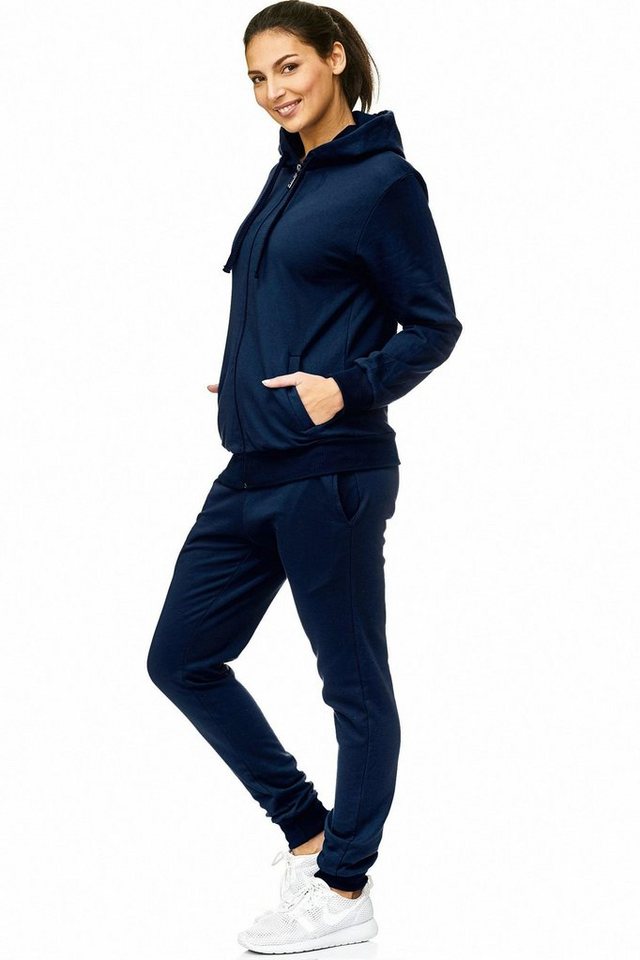 L.gonline Freizeitanzug Damen Jogginganzug, Freizeitanzug, Hausanzug 586 (Kapuzenjacke mit Reißverschluss, Hose, 2-tlg), Fitness Freizeit Casual von L.gonline