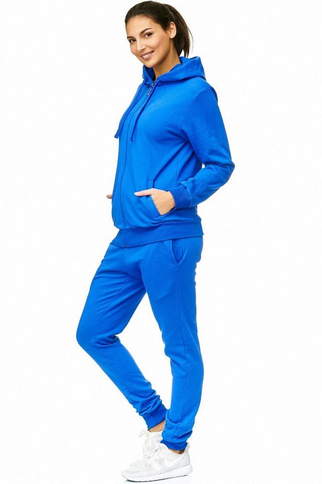 L.gonline Freizeitanzug Damen Jogginganzug, Freizeitanzug, Hausanzug 586 (Kapuzenjacke mit Reißverschluss, Hose, 2-tlg), Fitness Freizeit Casual von L.gonline