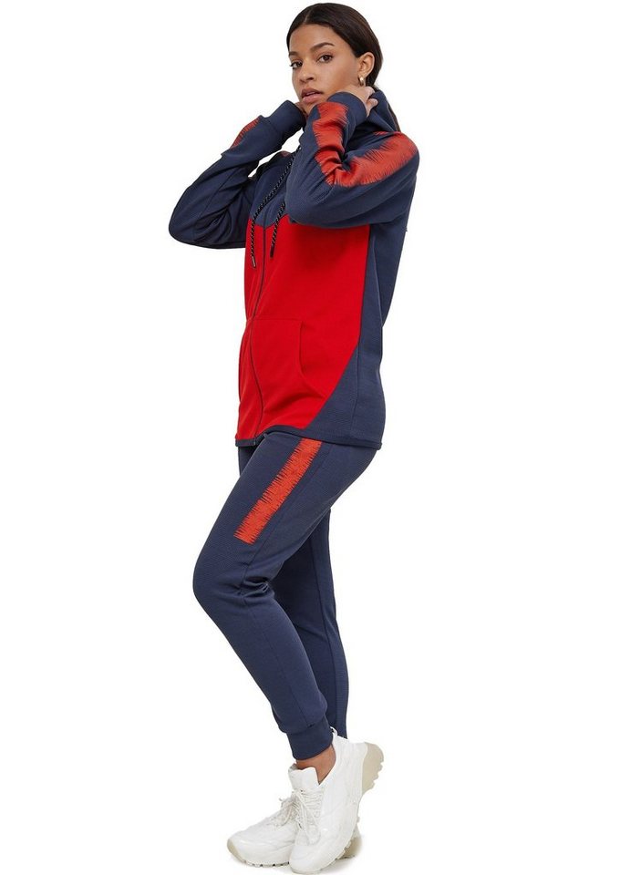 L.gonline Freizeitanzug Damen Jogging-ANZUG, mit Bündchen und Tunnelzug, Trainingsanzug (Kapuzenjacke mit Reißverschluss, Hose, 2-tlg), Fitness Freizeit Casual von L.gonline