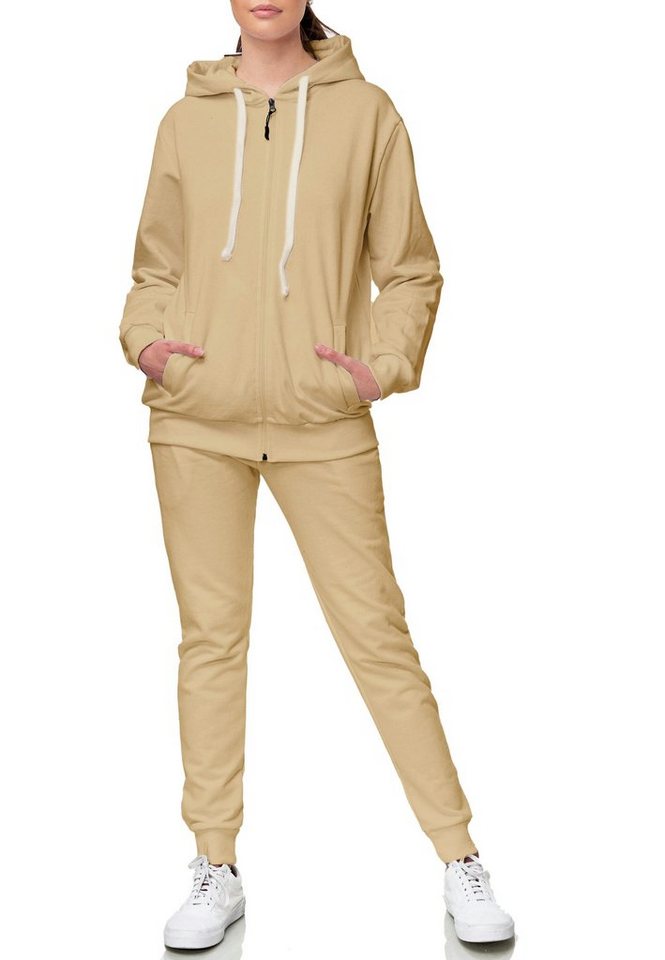 L.gonline Freizeitanzug Damen Jogginganzug, Freizeitanzug, Hausanzug 586 (Kapuzenjacke mit Reißverschluss, Hose, 2-tlg), Fitness Freizeit Casual von L.gonline