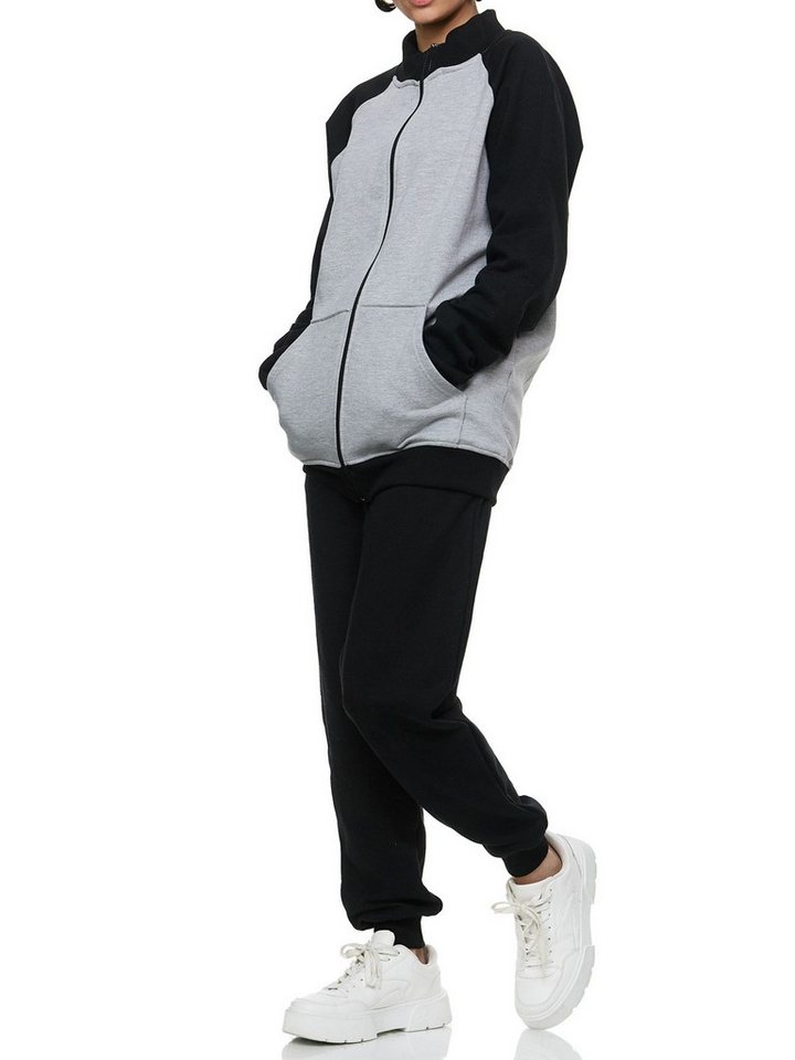 L.gonline Freizeitanzug Damen Trainingsanzug, Freizeitanzug ohne Kapuze 500A (Sweatjacke ohne Kapuze mit Hose, 2-tlg), Fitness Freizeit Casual von L.gonline