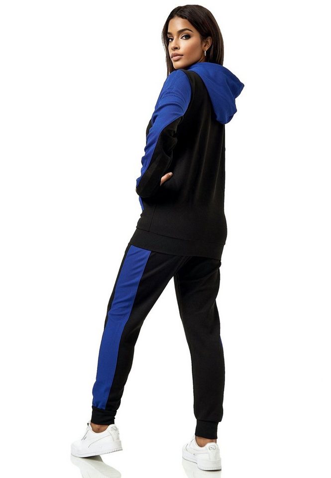 L.gonline Freizeitanzug Damen Trainingsanzug, Jogginganzug mit Kapuzenjacke, 0986 (Kapuzenjacke mit Reißverschluss, Hose, 2-tlg), Fitness Freizeit Casual von L.gonline