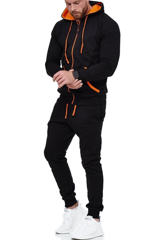 L.gonline Freizeitanzug Herren, Jogginganzug, Trainingsanzug, Tracksuit, Uni Colour, (Kapuzenjacke mit Reißverschluss, Hose, 2-tlg), Fitness Freizeit Casual von L.gonline