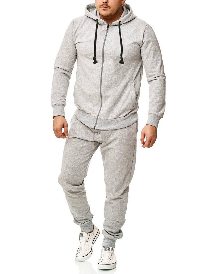 L.gonline Freizeitanzug Herren Jogging-ANZUG, Freizeitanzug, Sportanzug, UNI Schwarze Korde (Kapuzenjacke mit Reißverschluss, Hose, 2-tlg), Fitness Freizeit Casual von L.gonline