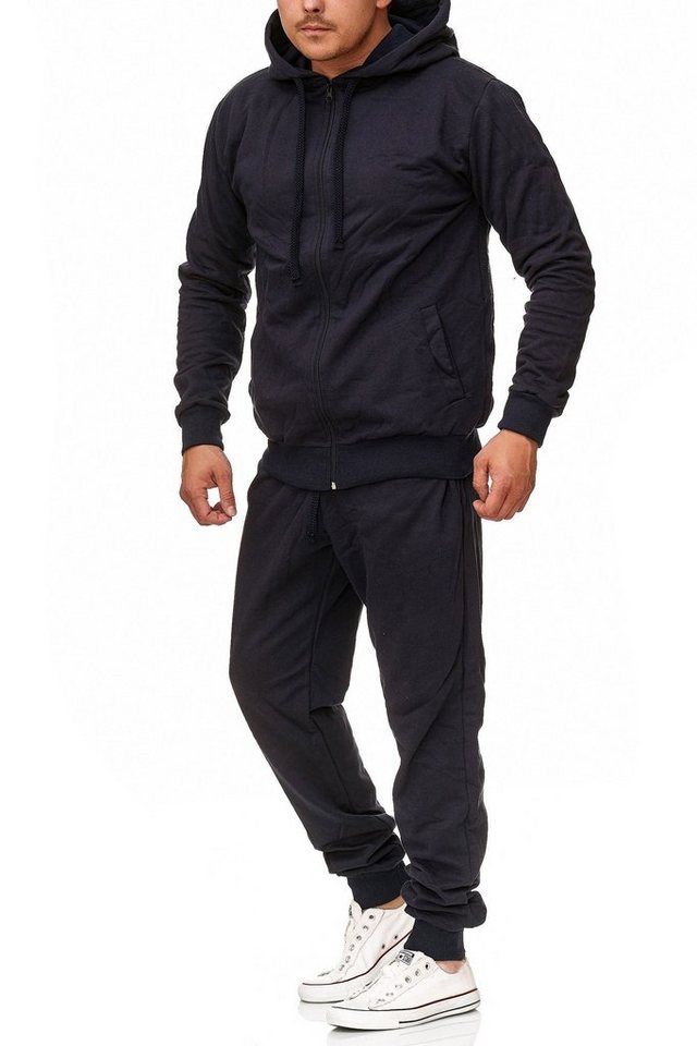 L.gonline Freizeitanzug Herren Jogginganzug, Freizeitanzug, Hausanzug 586 (Kapuzenjacke mit Reißverschluss, Hose, 2-tlg), Fitness Freizeit Casual von L.gonline