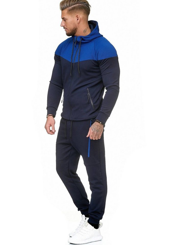 L.gonline Freizeitanzug Herren Jogging-ANZUG, Freizeitanzug, Sporthose und Kapuzenjacke, (Kapuzenjacke mit Reißverschluss, Hose, 2-tlg), Fitness Freizeit Casual von L.gonline