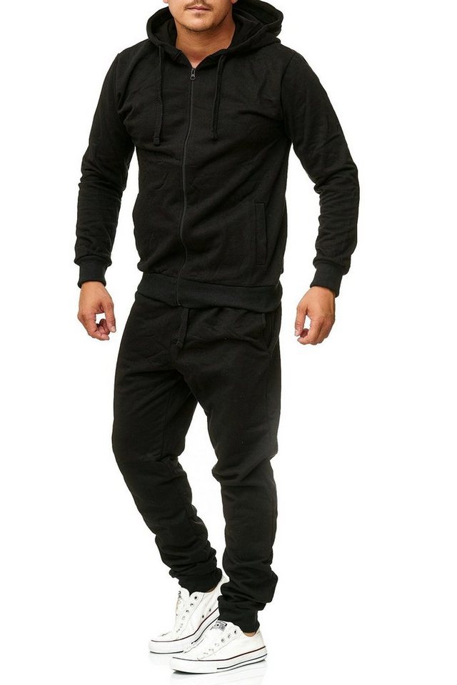 L.gonline Freizeitanzug Herren Jogginganzug, Freizeitanzug, Hausanzug 586 (Kapuzenjacke mit Reißverschluss, Hose, 2-tlg), Fitness Freizeit Casual von L.gonline